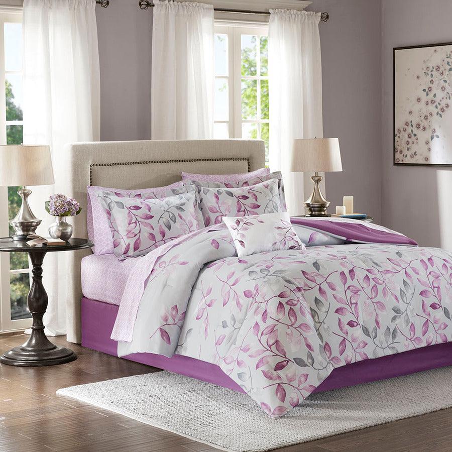 Olliix.com Comforters & Blankets - Lafael Complete Comforter and Cotton Sheet Set Purple Full