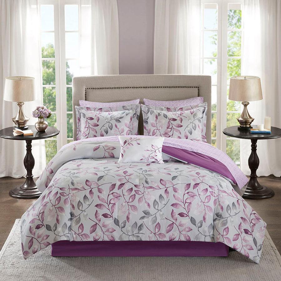 Olliix.com Comforters & Blankets - Lafael Complete Comforter and Cotton Sheet Set Purple Full