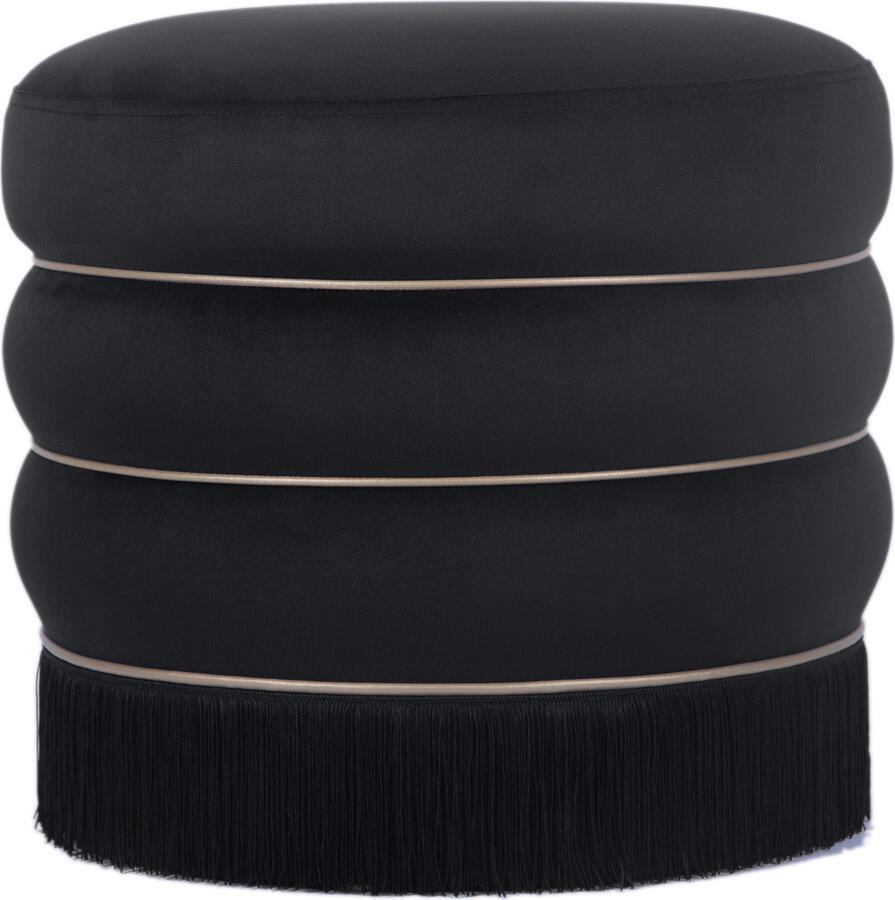 Tov Furniture Ottomans & Stools - Lakka Black Velvet Ottoman