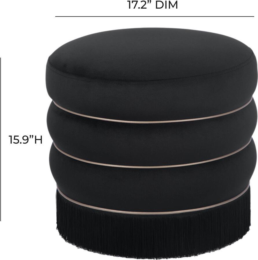 Tov Furniture Ottomans & Stools - Lakka Black Velvet Ottoman