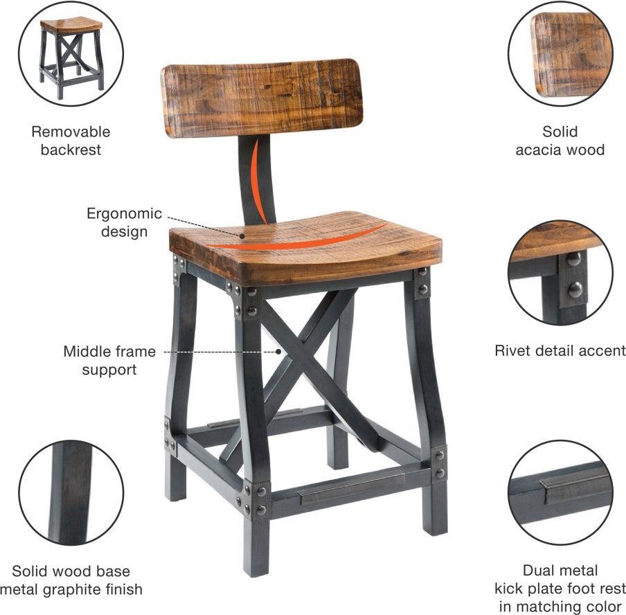 Olliix.com Barstools - Lancaster Counter Stool with Back Amber