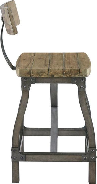 Olliix.com Barstools - Lancaster Counter Stool with Back Oak & Silver