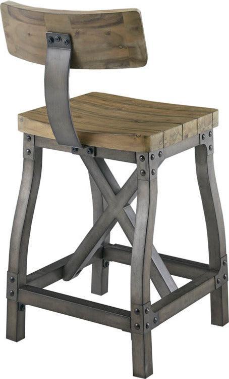 Olliix.com Barstools - Lancaster Counter Stool with Back Oak & Silver