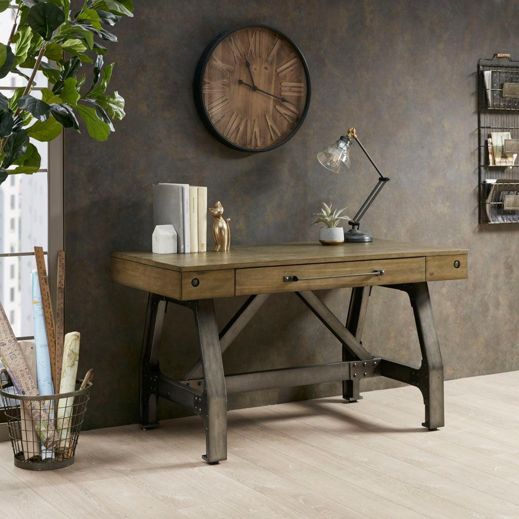 Olliix.com Desks - Lancaster Desk Oak & Silver