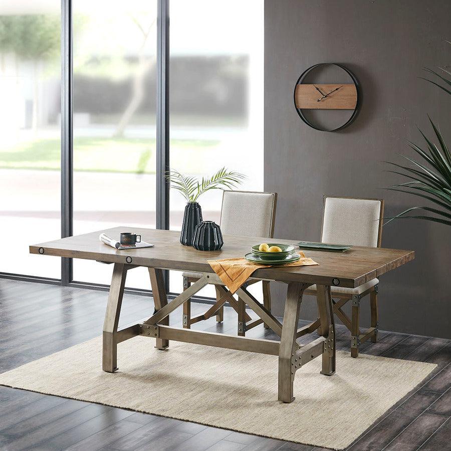 Olliix.com Dining Tables - Lancaster Industrial Dining Table 84"W x 38"D x 30"H Gray & Silver