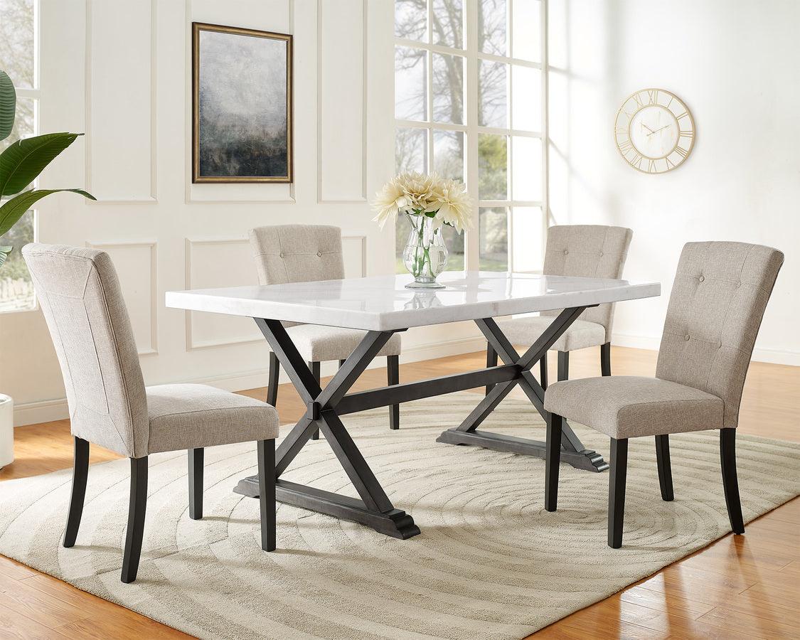 Elements Dining Sets - Landon 5PC Dining Set-Table & Four Chairs White & Taupe