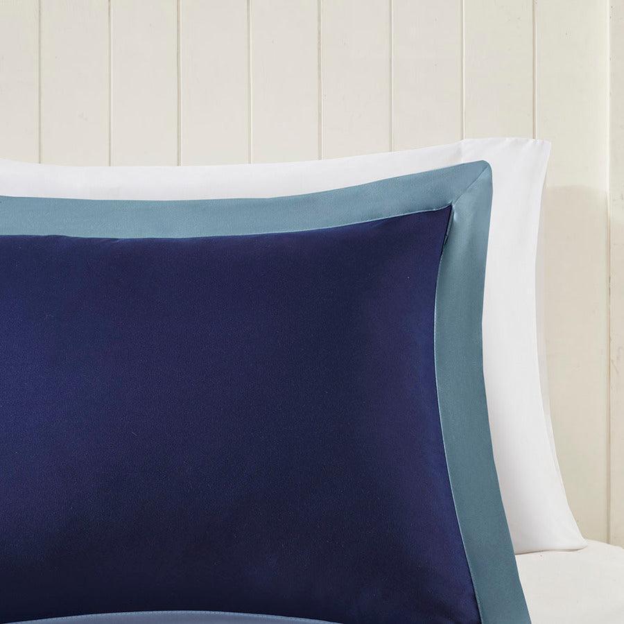 Olliix.com Comforters & Blankets - Larkspur 3M Scotchgard Reversible 20 " D Down Alt Comforter Set Navy & Light Blue Full/Queen