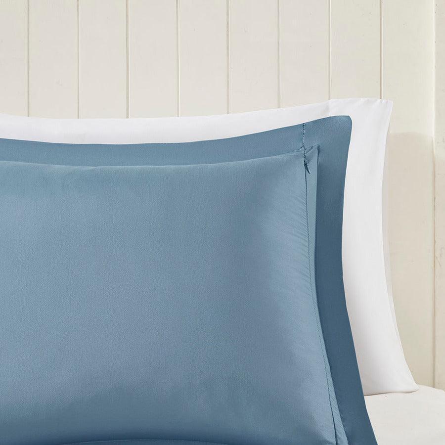 Olliix.com Comforters & Blankets - Larkspur 3M Scotchgard Reversible 20 " D Down Alt Comforter Set Navy & Light Blue Full/Queen