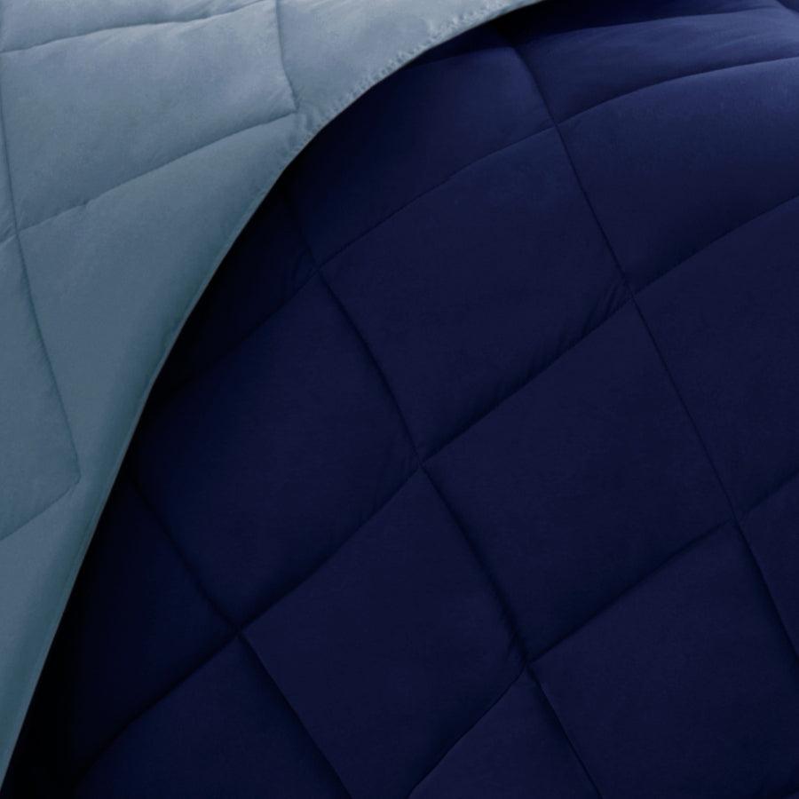 Olliix.com Comforters & Blankets - Larkspur 3M Scotchgard Reversible 20 " D Down Alt Comforter Set Navy & Light Blue Full/Queen