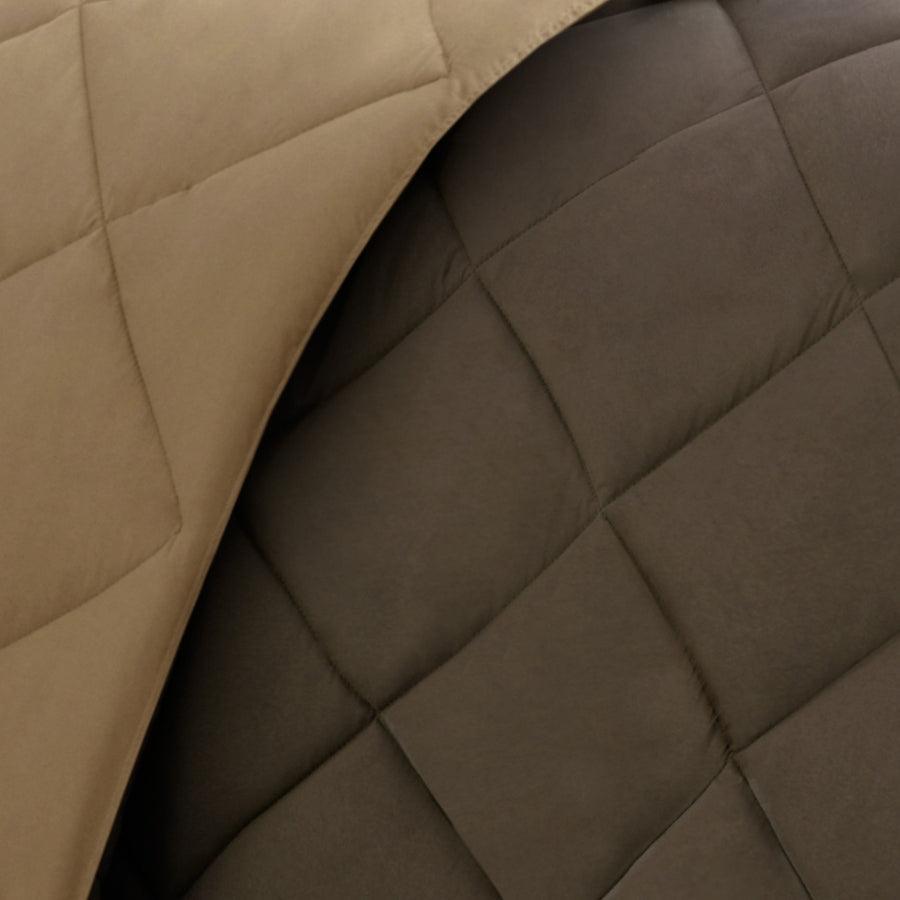 Olliix.com Comforters & Blankets - Larkspur Full/Queen 3M Scotchgard Casual Reversible Down Alt Comforter Set Brown & Sand