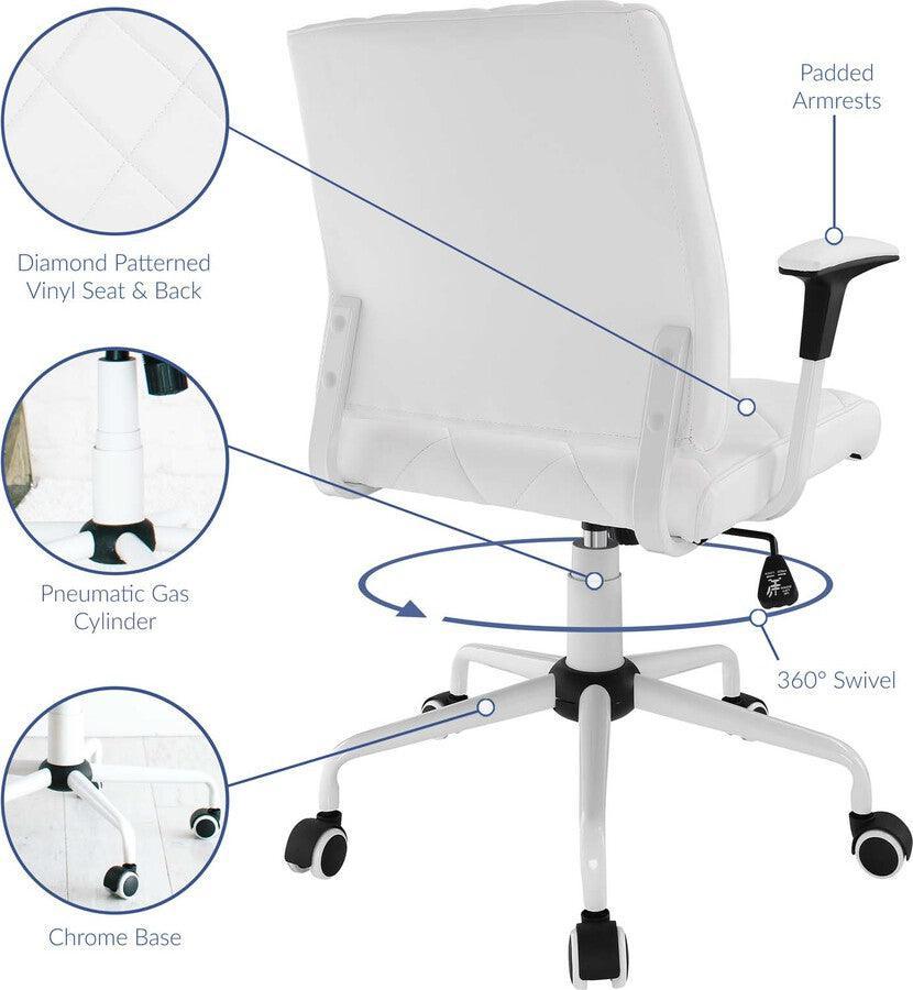 Modway Task Chairs - Lattice Vinyl Office Chair White