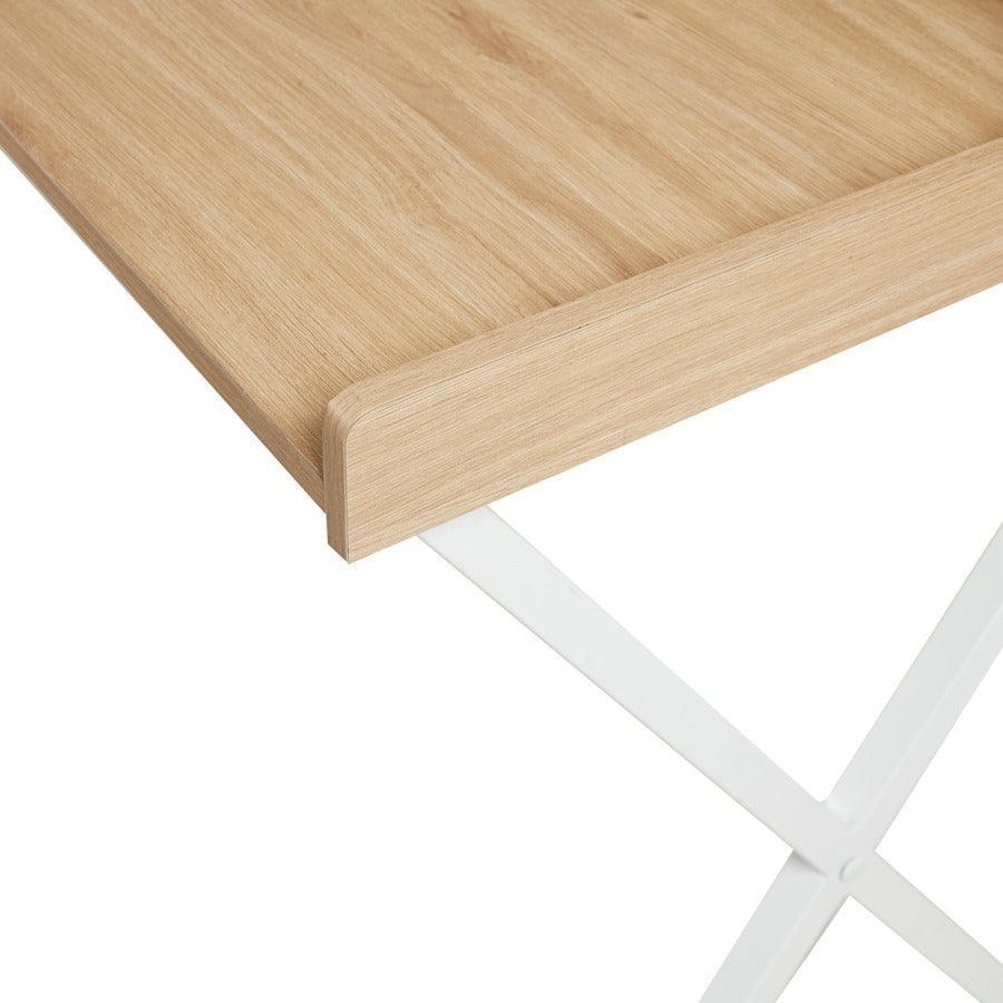 Olliix.com Desks - Laurel 23.5" Writing Desk With Storage And Metal Crossed Legs Natural & White