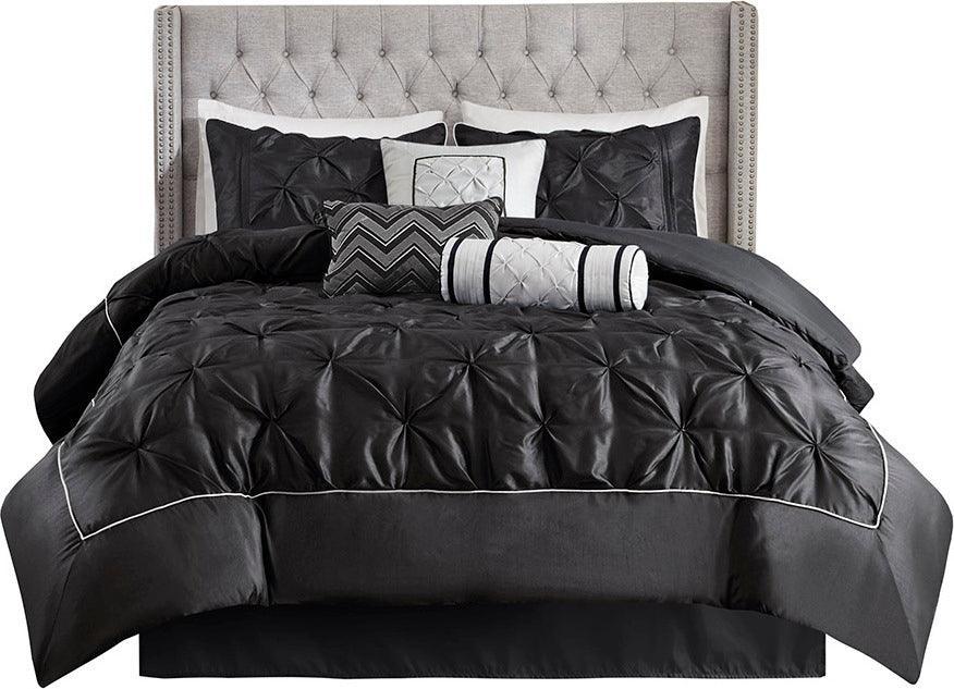 Olliix.com Comforters & Blankets - Laurel 7 Piece Tufted Comforter Set Black Queen