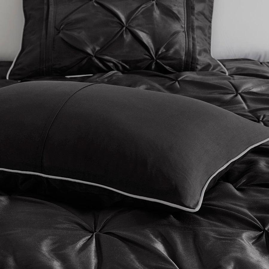 Olliix.com Comforters & Blankets - Laurel 7 Piece Tufted Comforter Set Black Queen