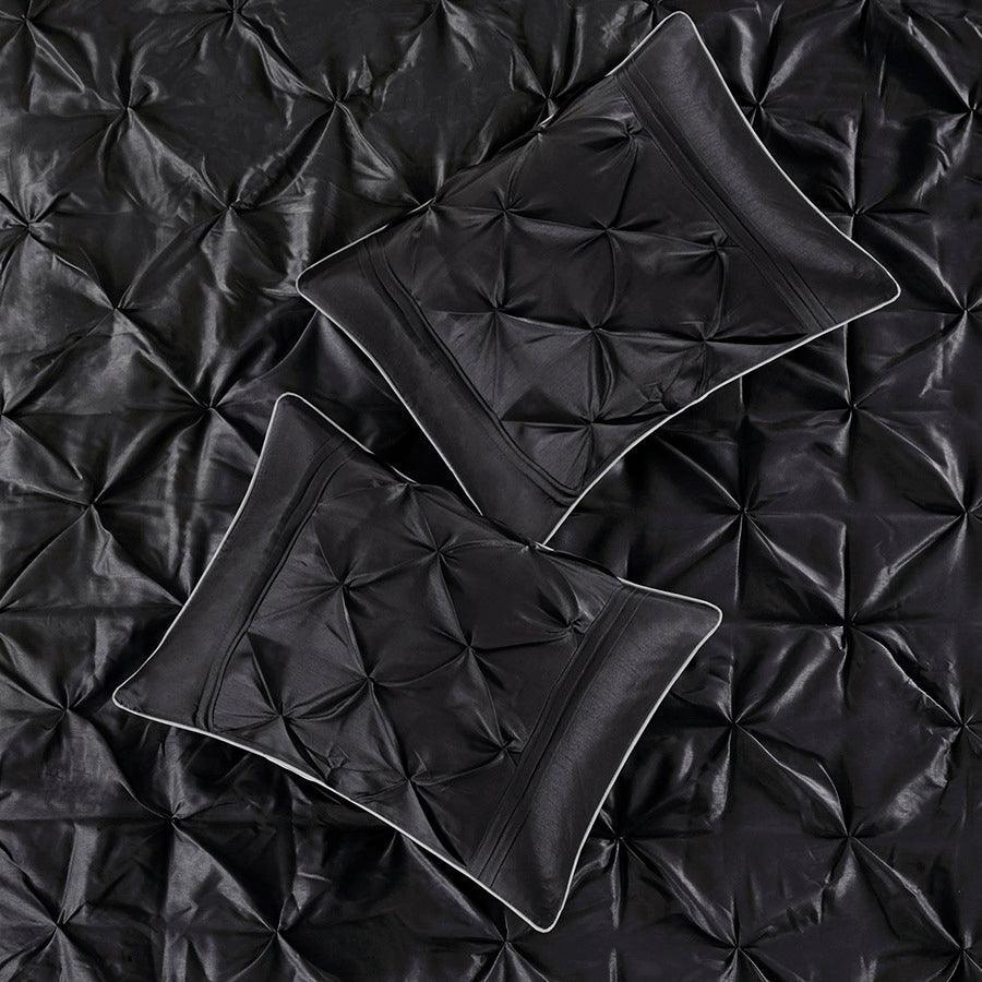 Olliix.com Comforters & Blankets - Laurel 7 Piece Tufted Comforter Set Black Queen