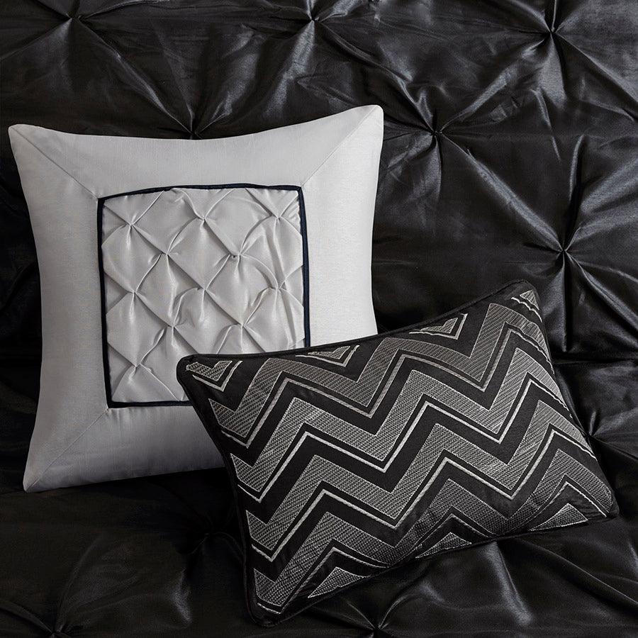 Olliix.com Comforters & Blankets - Laurel 7 Piece Tufted Comforter Set Black Queen