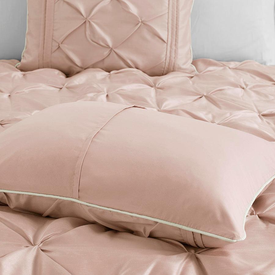 Olliix.com Comforters & Blankets - Laurel 7 Piece Tufted Comforter Set Blush Queen