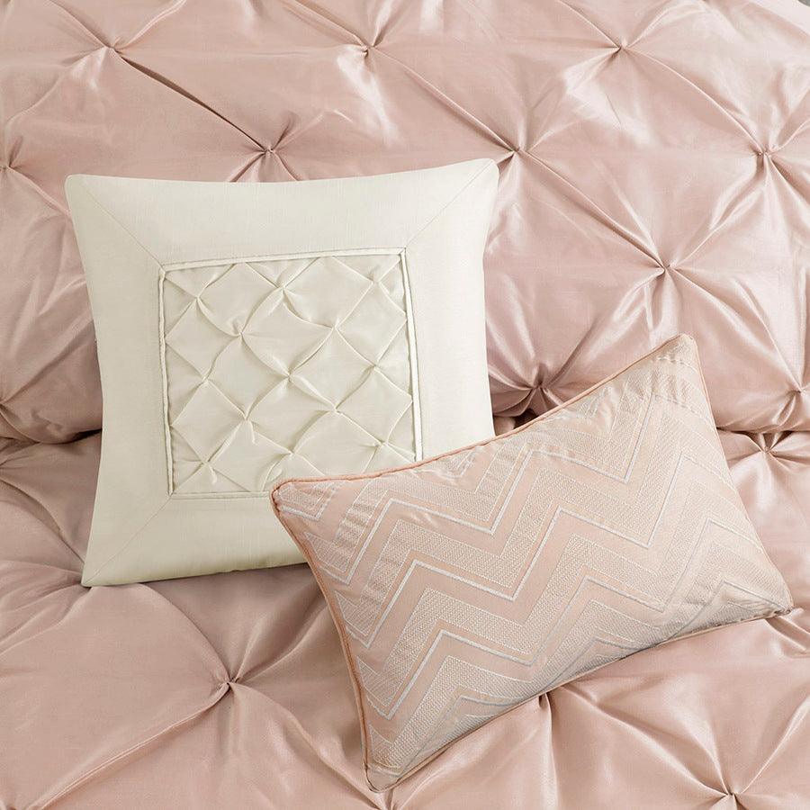 Olliix.com Comforters & Blankets - Laurel 7 Piece Tufted Comforter Set Blush Queen