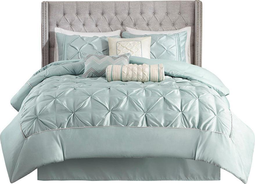 Olliix.com Comforters & Blankets - Laurel 7 Piece Tufted Comforter Set Seafoam Queen