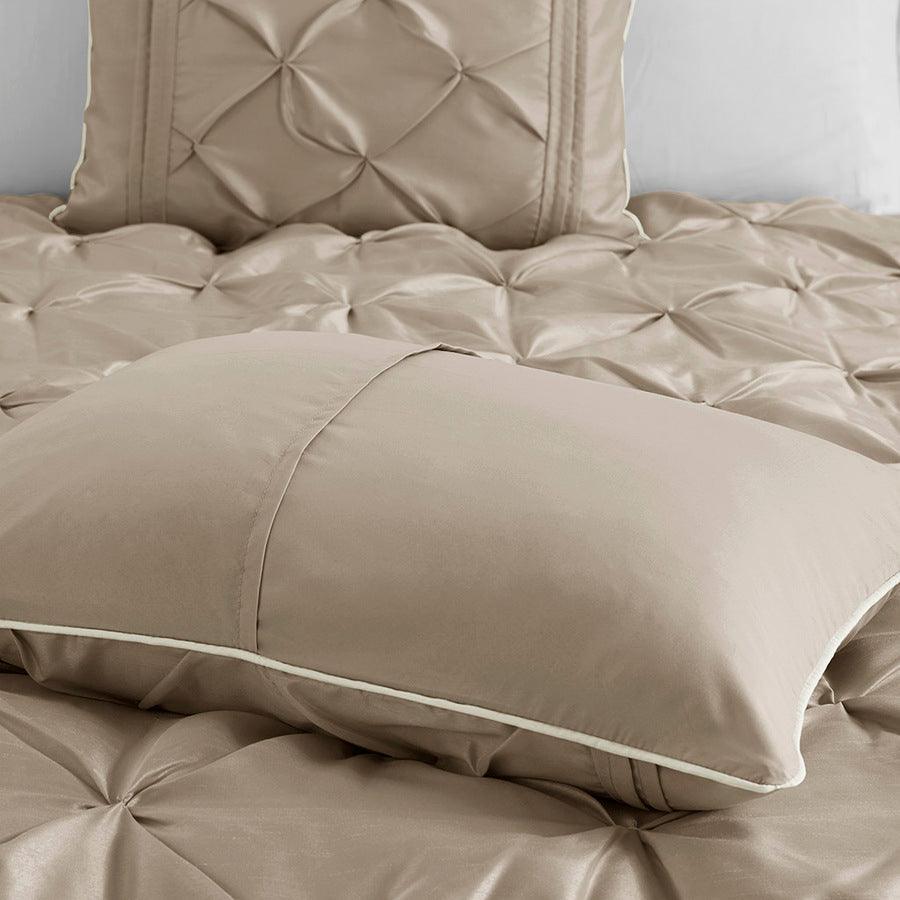Olliix.com Comforters & Blankets - Laurel 7 Piece Tufted Comforter Set Taupe Queen