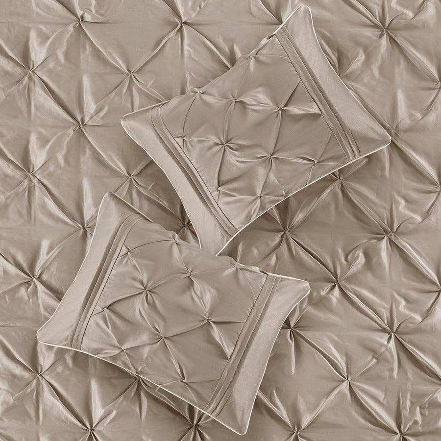 Olliix.com Comforters & Blankets - Laurel 7 Piece Tufted Comforter Set Taupe Queen