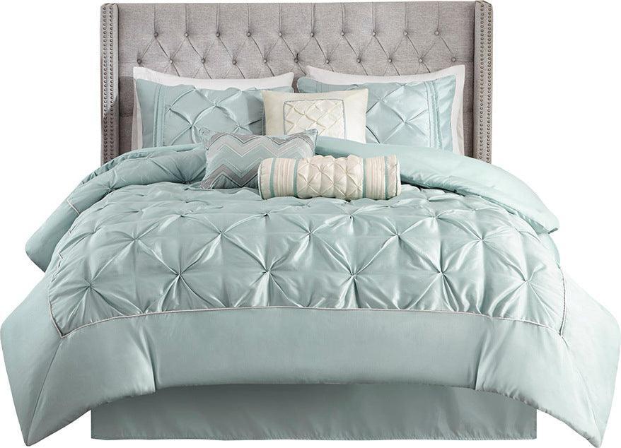 Olliix.com Comforters & Blankets - Laurel Farm House 7 Piece Tufted Comforter Set Seafoam King
