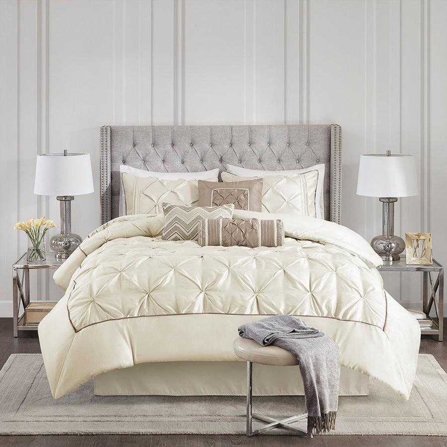 Olliix.com Comforters & Blankets - Laurel Global Inspired 7 Piece Tufted Comforter Set Ivory Full
