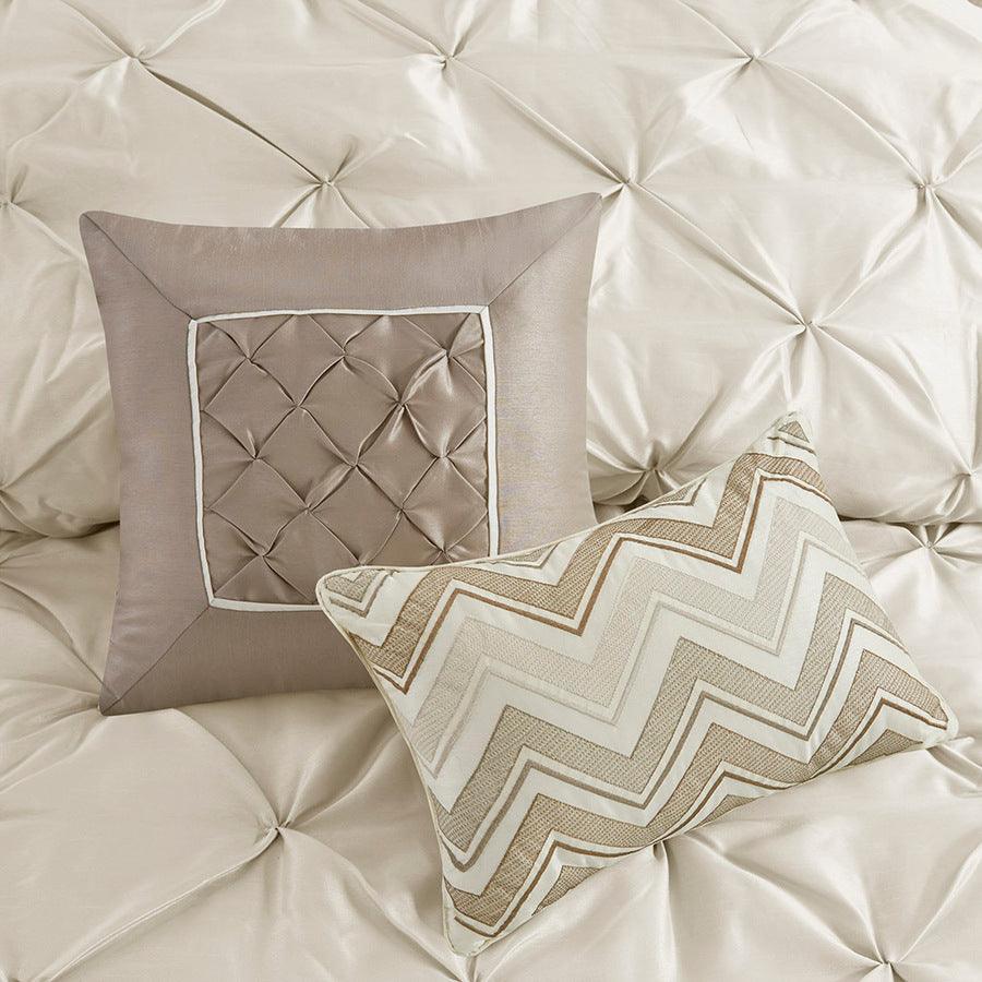 Olliix.com Comforters & Blankets - Laurel Global Inspired 7 Piece Tufted Comforter Set Ivory Full
