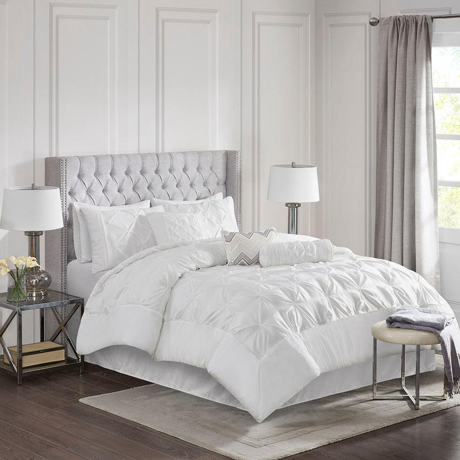 Olliix.com Comforters & Blankets - Laurel King 7 Piece Tufted Comforter Set White