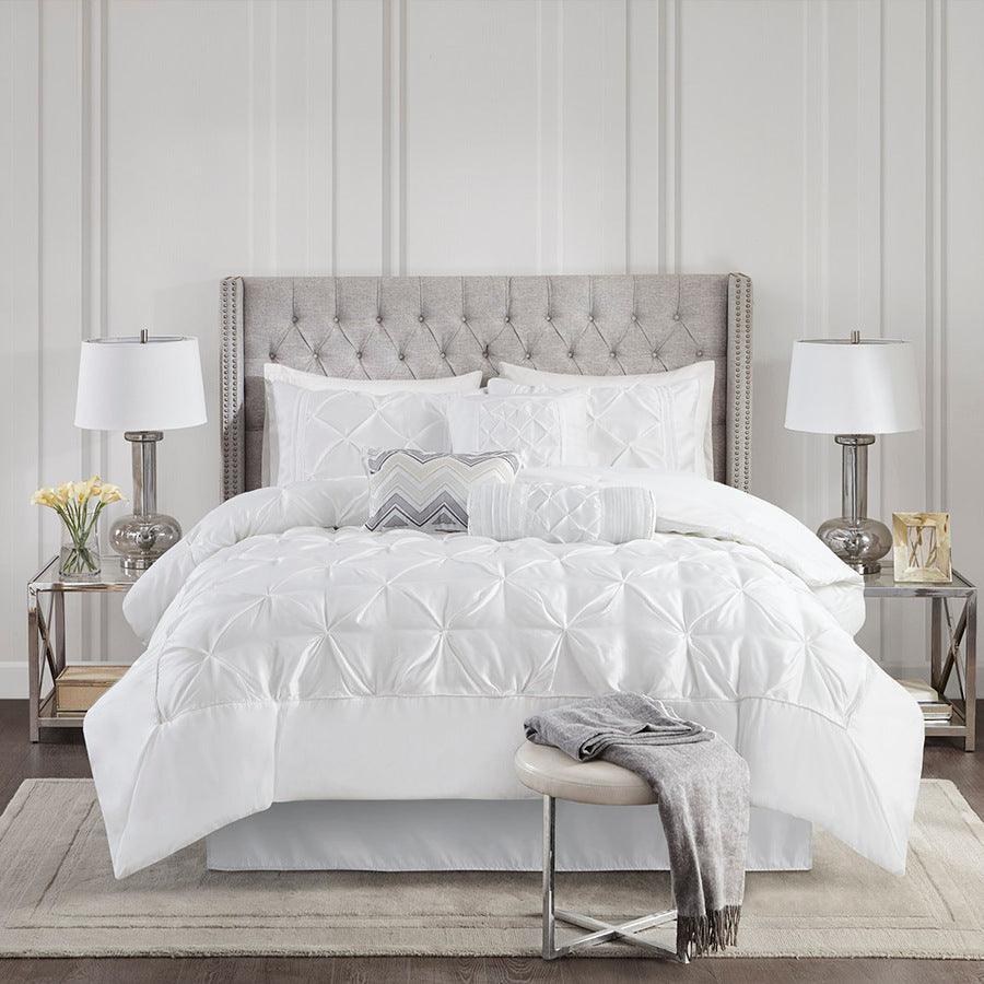 Olliix.com Comforters & Blankets - Laurel King 7 Piece Tufted Comforter Set White