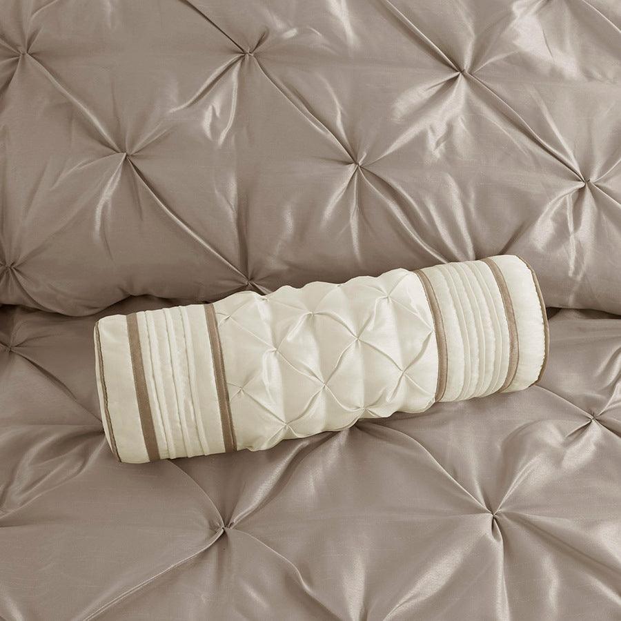 Olliix.com Comforters & Blankets - Laurel Transitional 7 Piece Tufted Comforter Set Taupe King