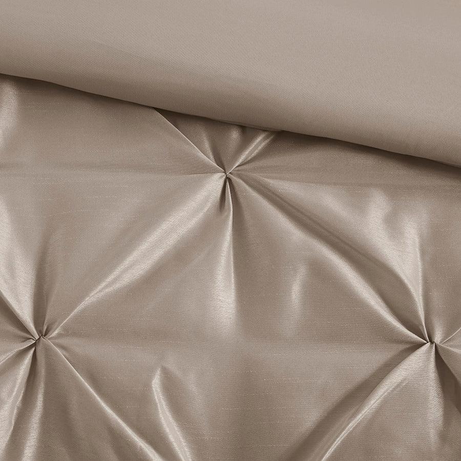 Olliix.com Comforters & Blankets - Laurel Transitional 7 Piece Tufted Comforter Set Taupe King