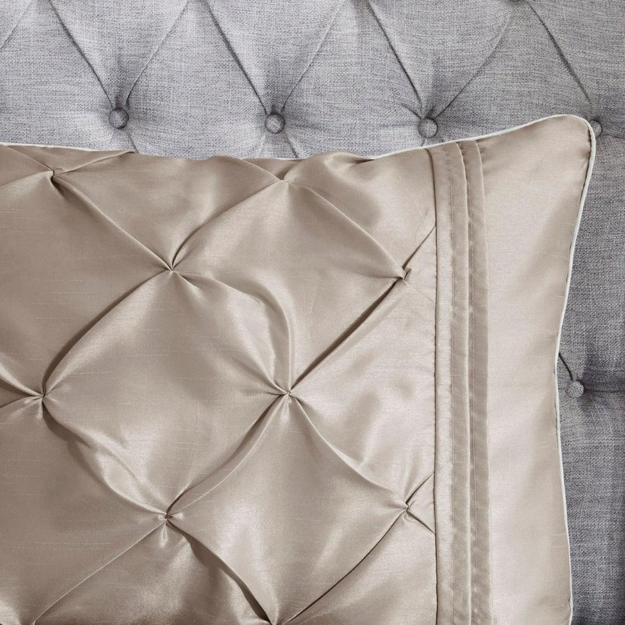 Olliix.com Comforters & Blankets - Laurel Transitional 7 Piece Tufted Comforter Set Taupe King