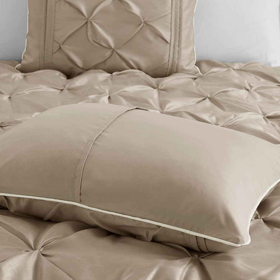 Olliix.com Comforters & Blankets - Laurel Transitional 7 Piece Tufted Comforter Set Taupe King