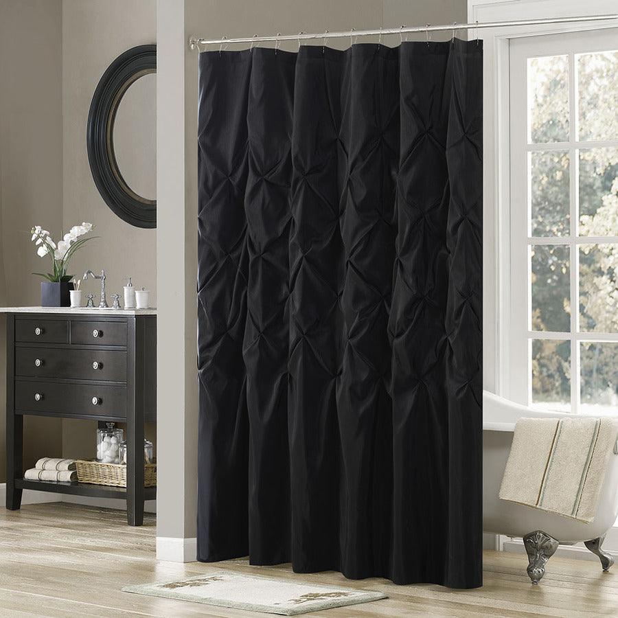 Olliix.com Shower Curtains - Laurel Tufted Semi-Sheer Shower Curtain Black