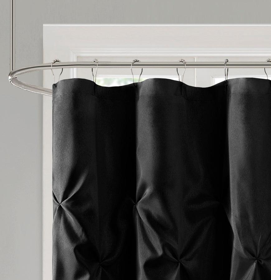 Olliix.com Shower Curtains - Laurel Tufted Semi-Sheer Shower Curtain Black