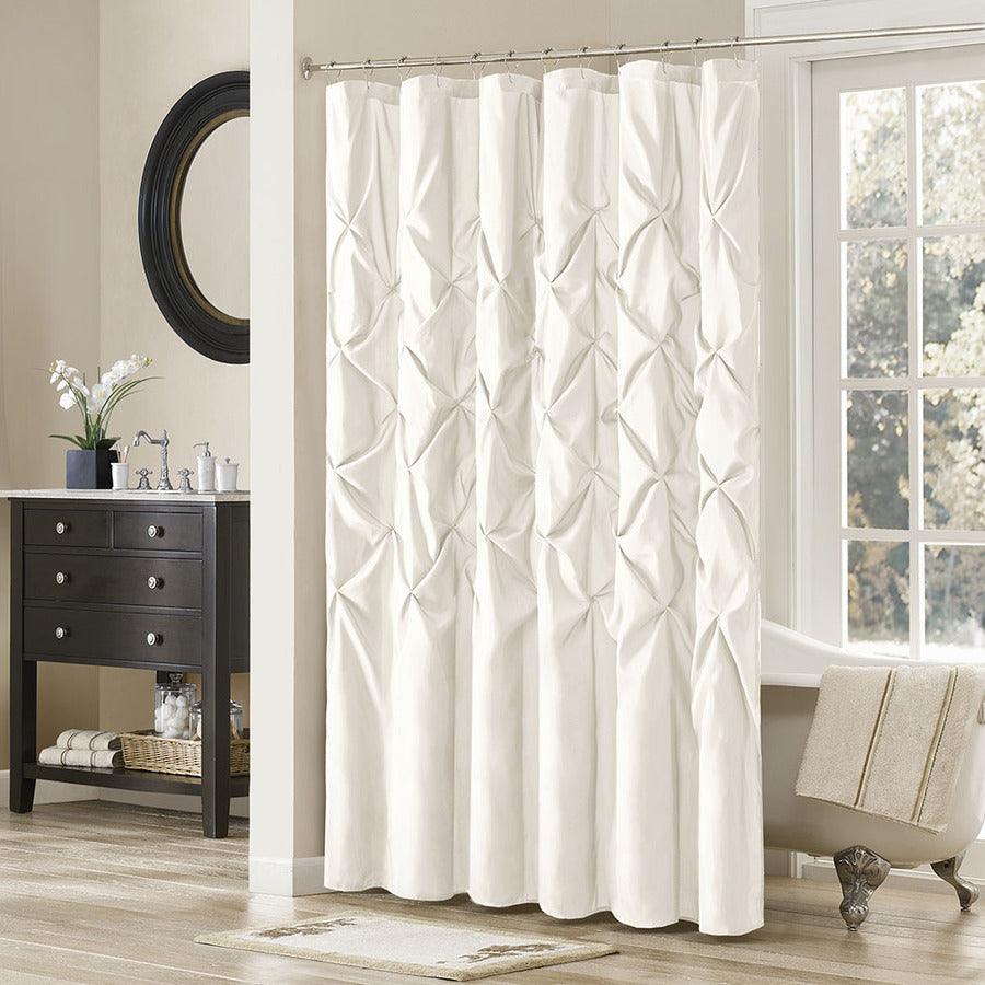 Olliix.com Shower Curtains - Laurel Tufted Semi-Sheer Shower Curtain White