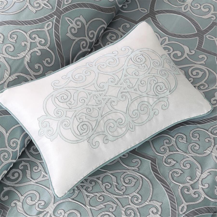 Olliix.com Comforters & Blankets - Lavine 12 Piece 26 " W Complete Bed Set Blue Queen