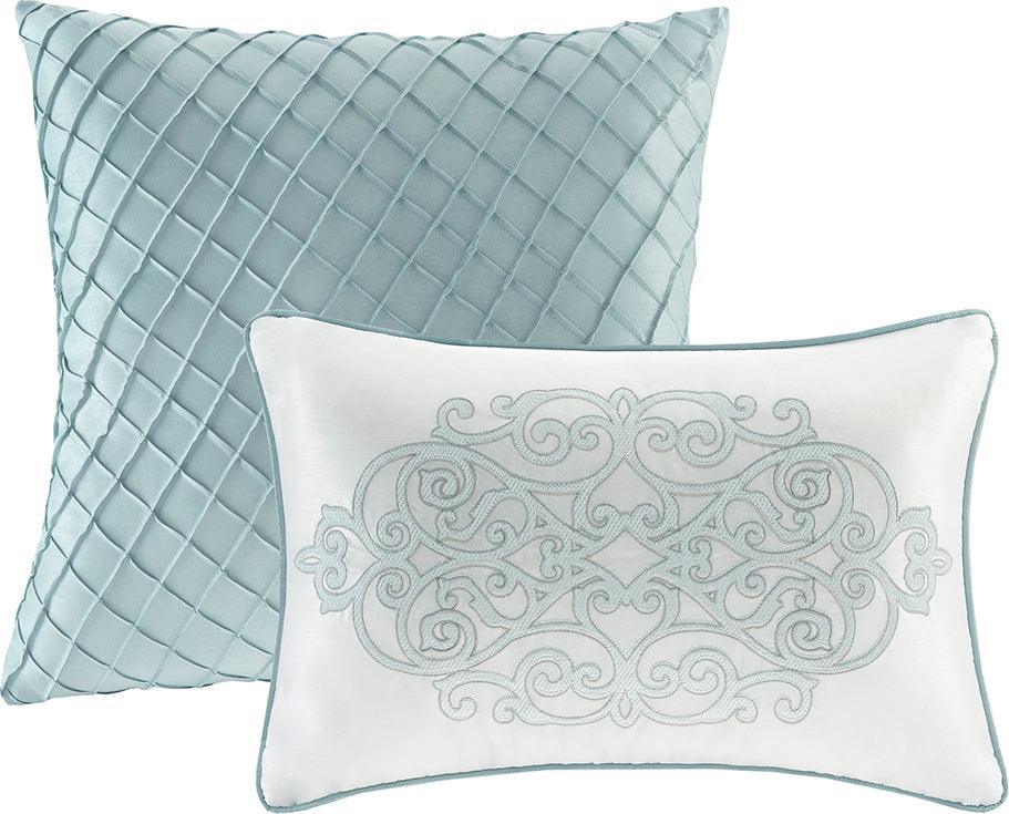 Olliix.com Comforters & Blankets - Lavine 12 Piece 26 " W Complete Bed Set Blue Queen