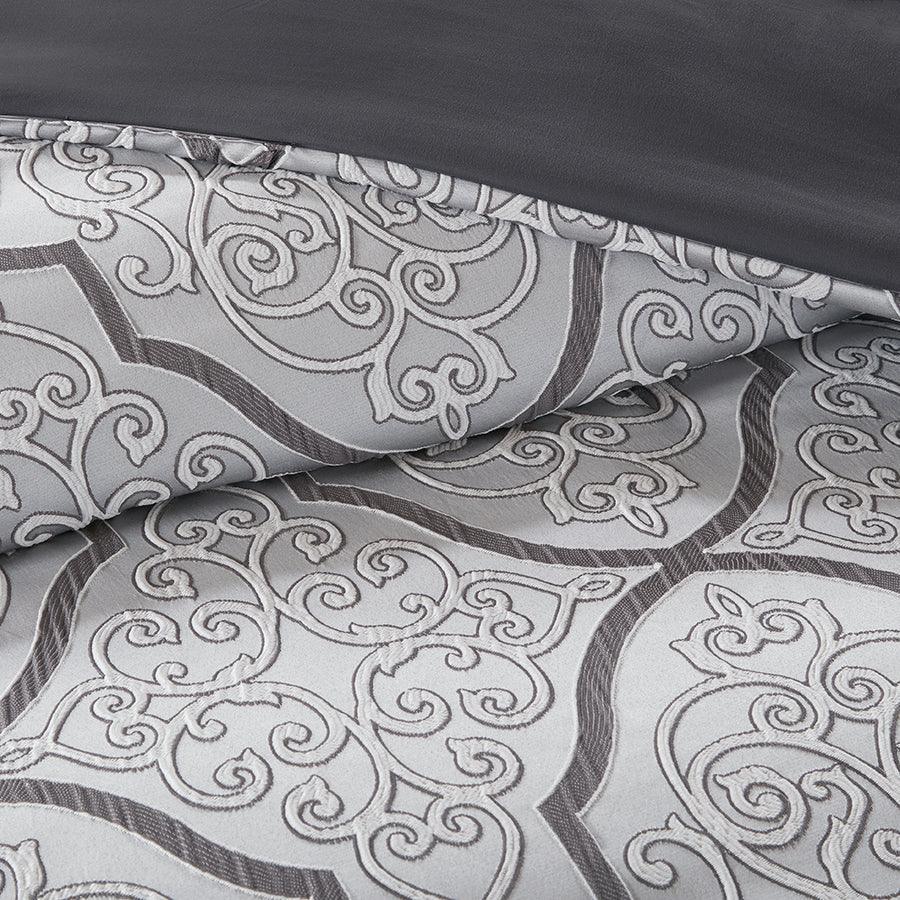 Olliix.com Comforters & Blankets - Lavine King 12 Piece Glam & Luxury Complete Bed Set Silver