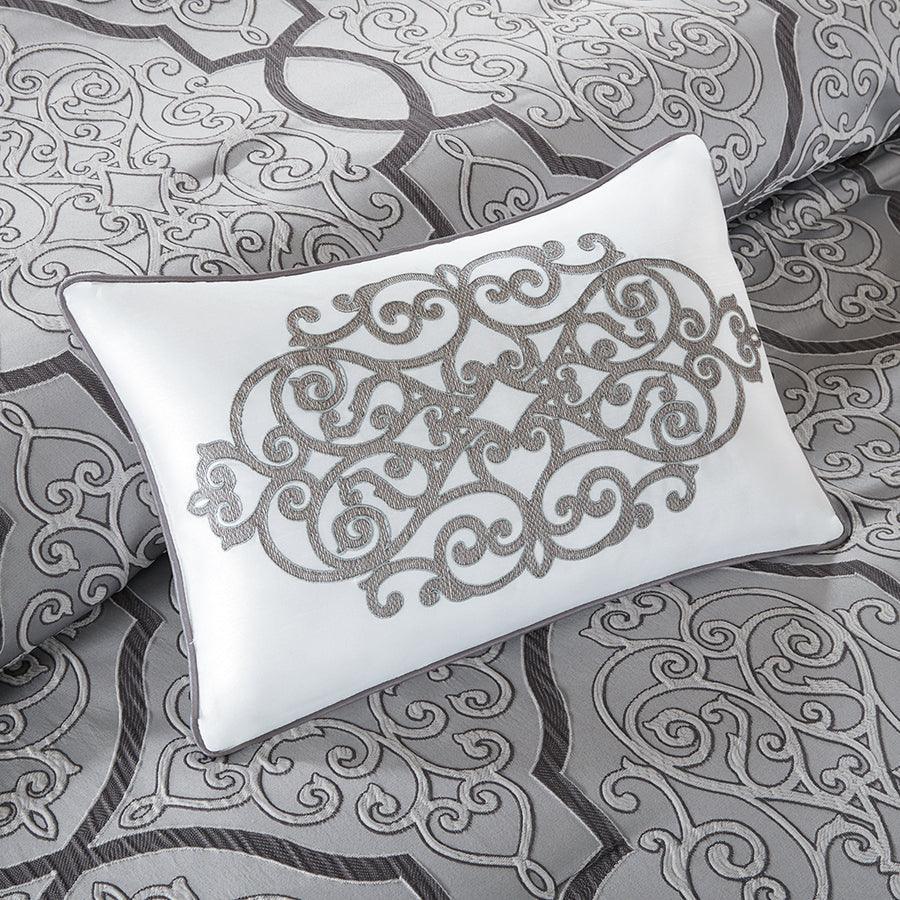 Olliix.com Comforters & Blankets - Lavine King 12 Piece Glam & Luxury Complete Bed Set Silver