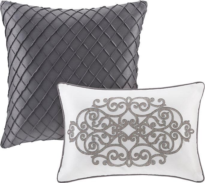Olliix.com Comforters & Blankets - Lavine King 12 Piece Glam & Luxury Complete Bed Set Silver