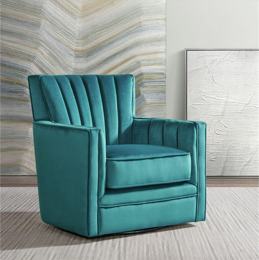 Elements Accent Chairs - Lawson Swivel Chair in Peacock