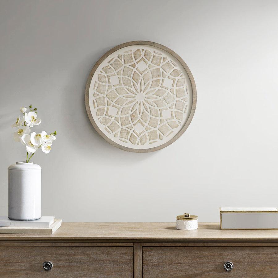 Olliix.com Wall Art - Leah Medallion Wood Wall Decor Natural & White