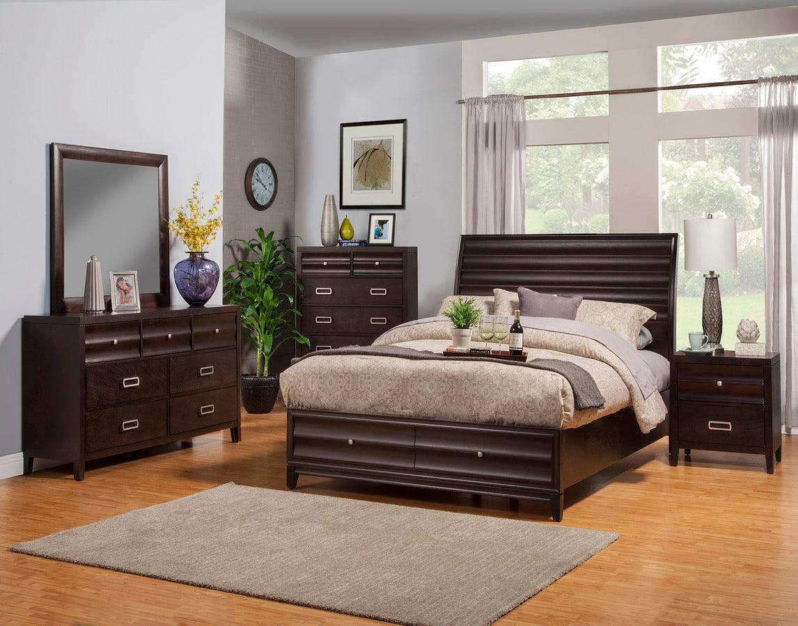 Alpine Furniture Beds - Legacy Queen Storage Bed w/2 Drawers, Black Cherry