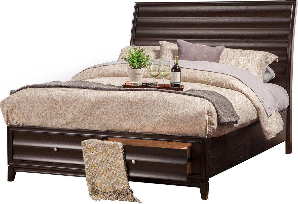 Alpine Furniture Beds - Legacy Queen Storage Bed w/2 Drawers, Black Cherry