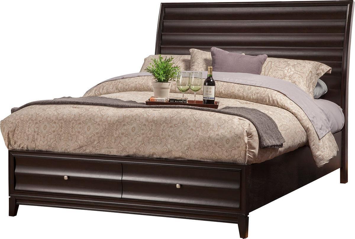 Alpine Furniture Beds - Legacy Queen Storage Bed w/2 Drawers, Black Cherry