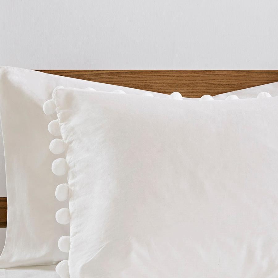 Olliix.com Comforters & Blankets - Leona King/California King 3 Piece Pom Pom Cotton Comforter Set Ivory