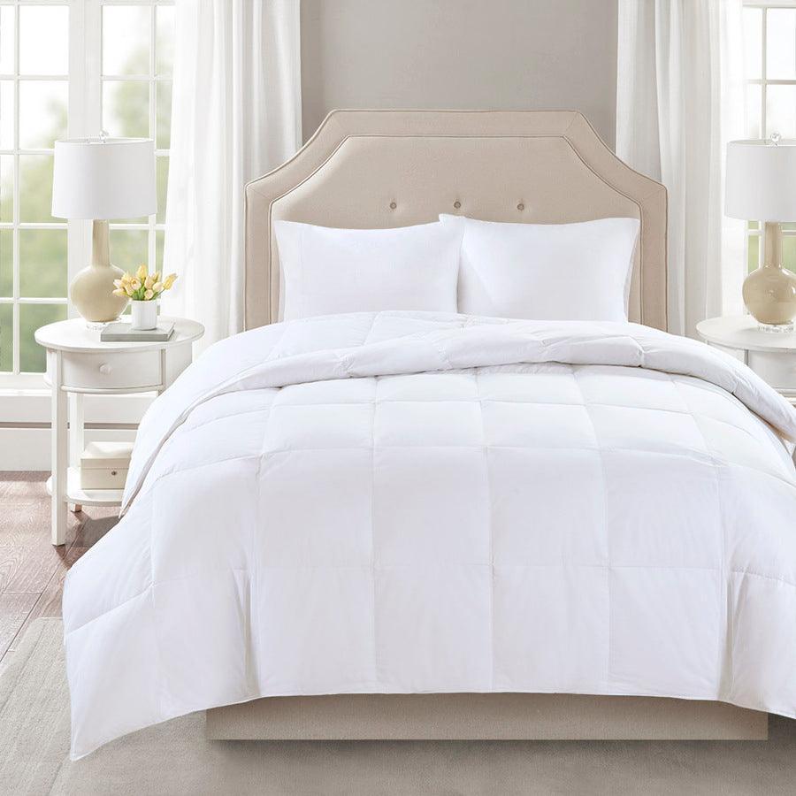 Olliix.com Comforters & Blankets - Level Full/Queen 2 300 TC Cotton Sateen Down Comforter with 3M Scotchgard White