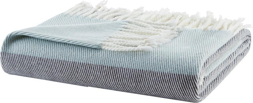 Olliix.com Pillows & Throws - Lexi Casual Color Block Throw 50x60"+4"x2 Blue